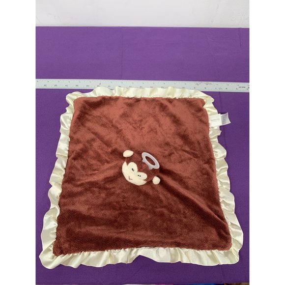 Nookums Monkey Brown Cream Silky Minky FLAWED Security Blanket Lovie - Picture 2 of 11